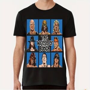 wwe/wwf The Wrestler Bunch Graphic T-Shirt Black – Wrestling Legends Parody Tee